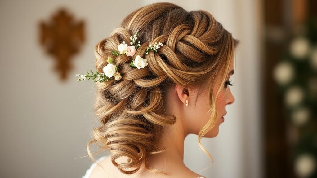 elegant waterfall braid updo