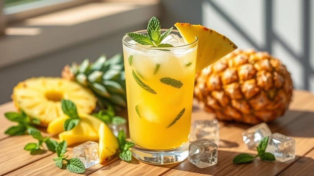 refreshing pineapple mint beverage